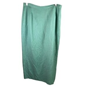 Parisian Signature Vintage Linen Rayon Pencil Skirt Women's Size 16 Green‎ Maxi